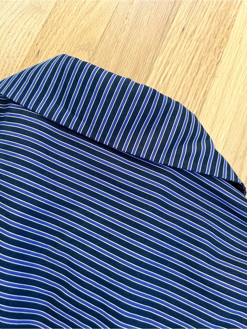 & OTHER STORIES wrap shirt mini dress asymmetric blue stripes cotton size L - Picture 12 of 13